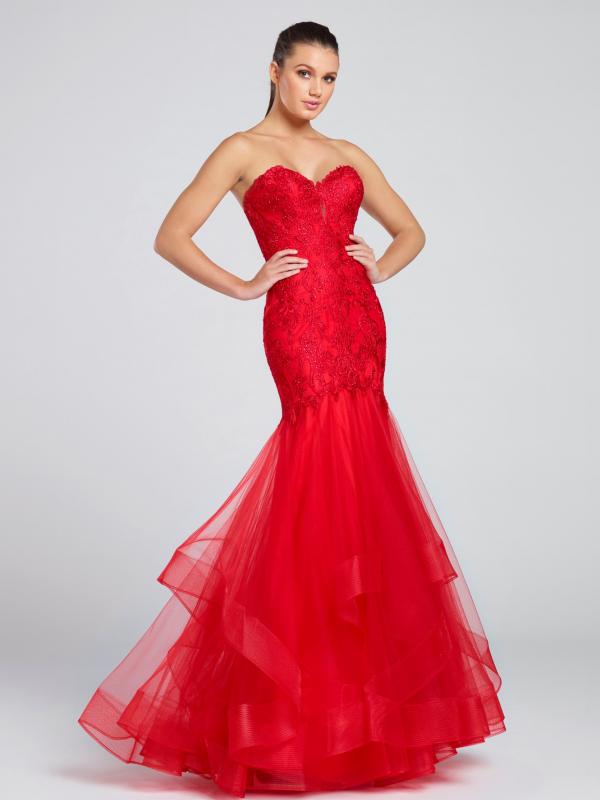 Red Tulle Trumpet Gown