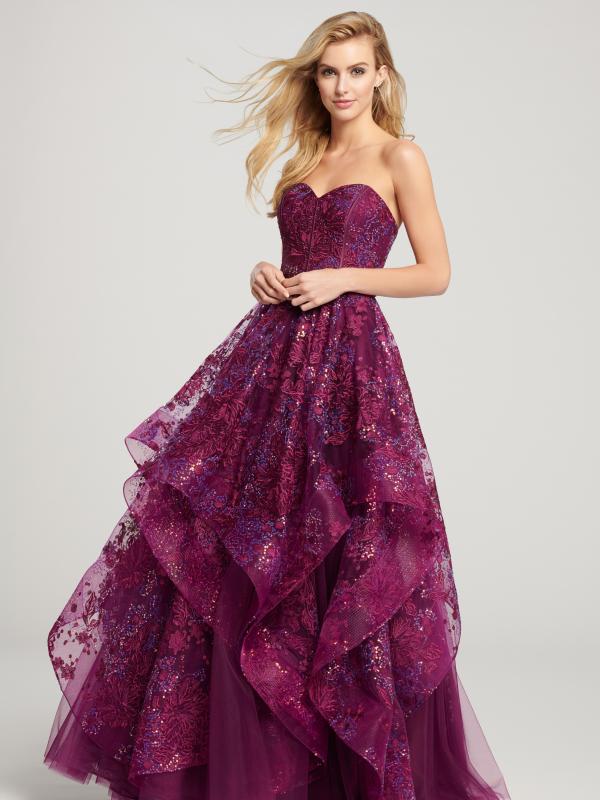 Strapless Sweetheart Embroidered Lace Gown